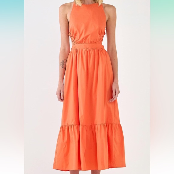 English Factory Orange Backless Strapless Maxi Dress - Picture 4 of 5